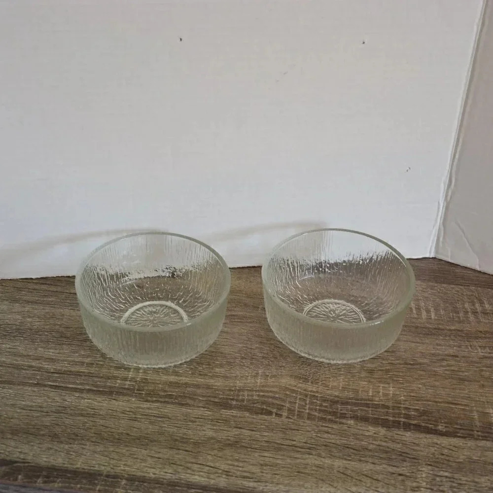 Vtg Indiana Glass Ice Textured  Bowls